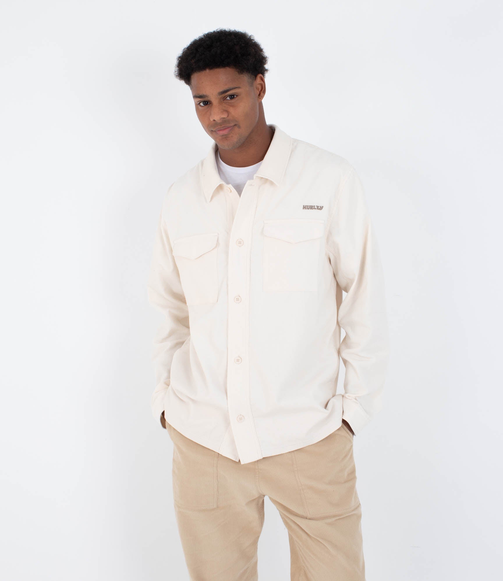 トップス ENOF long sleeve cord shirt 01 ecru Long sleeve shirt men - Lido cord – Hurley