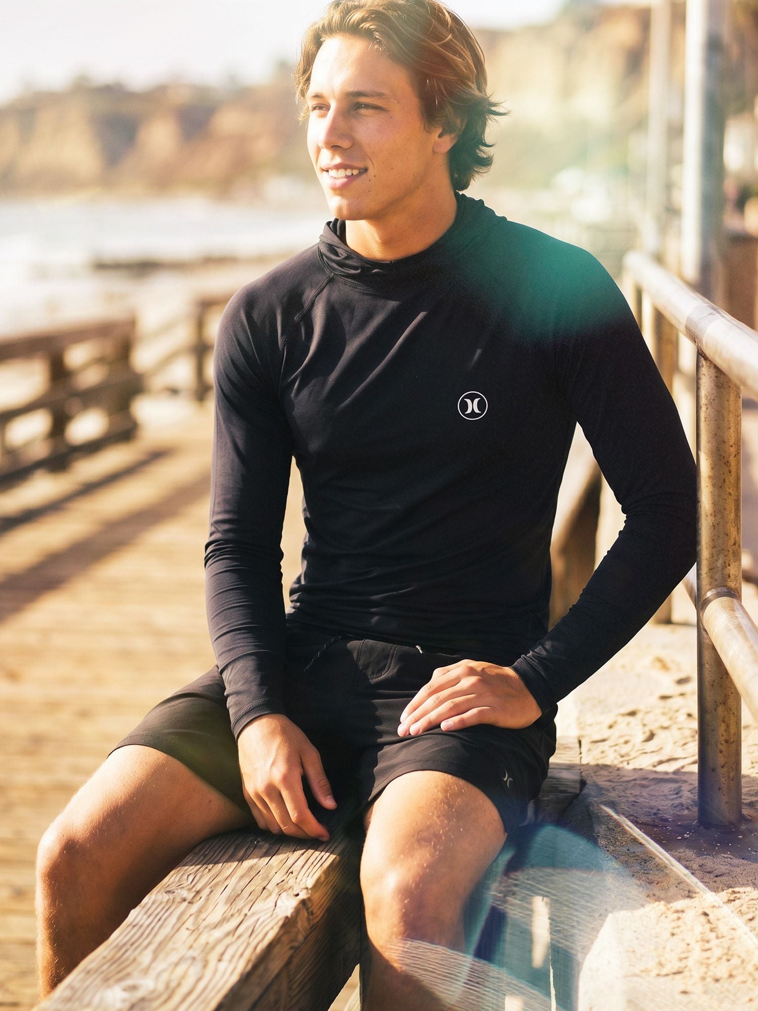 Lycra-Surfshirt mit langen Ärmeln für Herren - Icon hooded