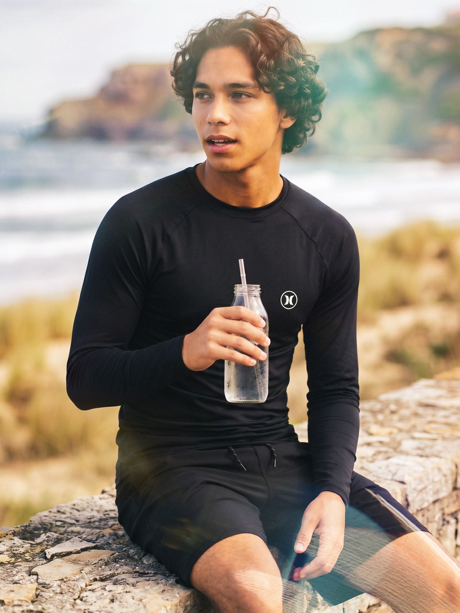 Lycra-Surfshirt mit langen Ärmeln für Herren - Icon circle