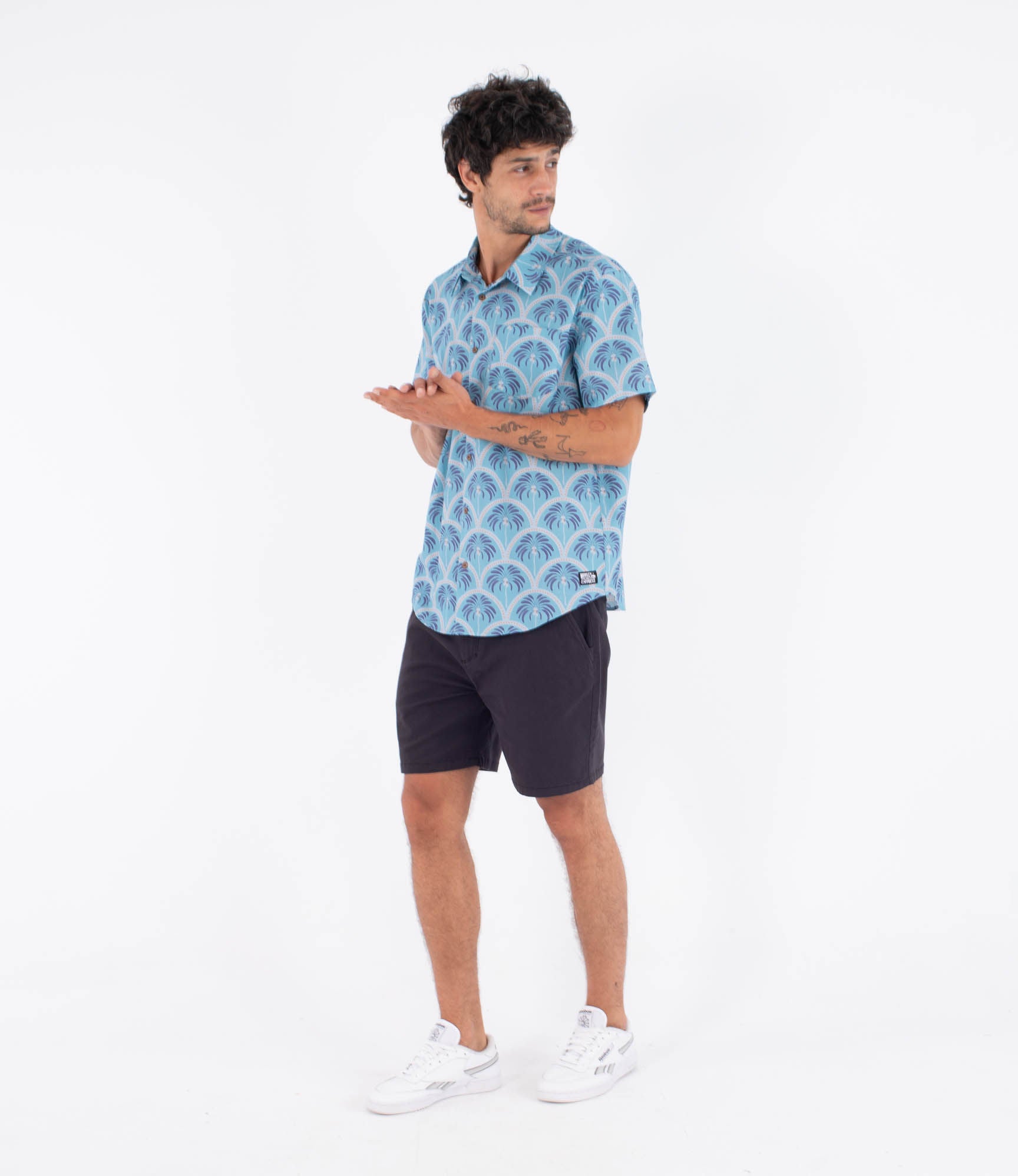 Men's short-sleeved shirt - Printing press palm