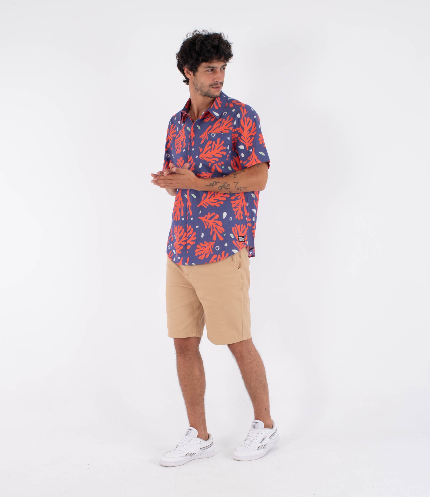 Chemise à manches courtes pour homme - Printing press coral