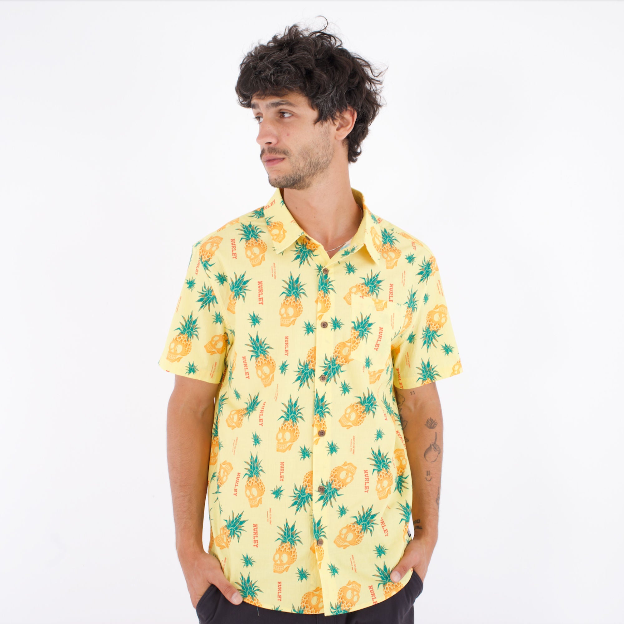 Kurzarmhemd Männer - Printing press pineapple