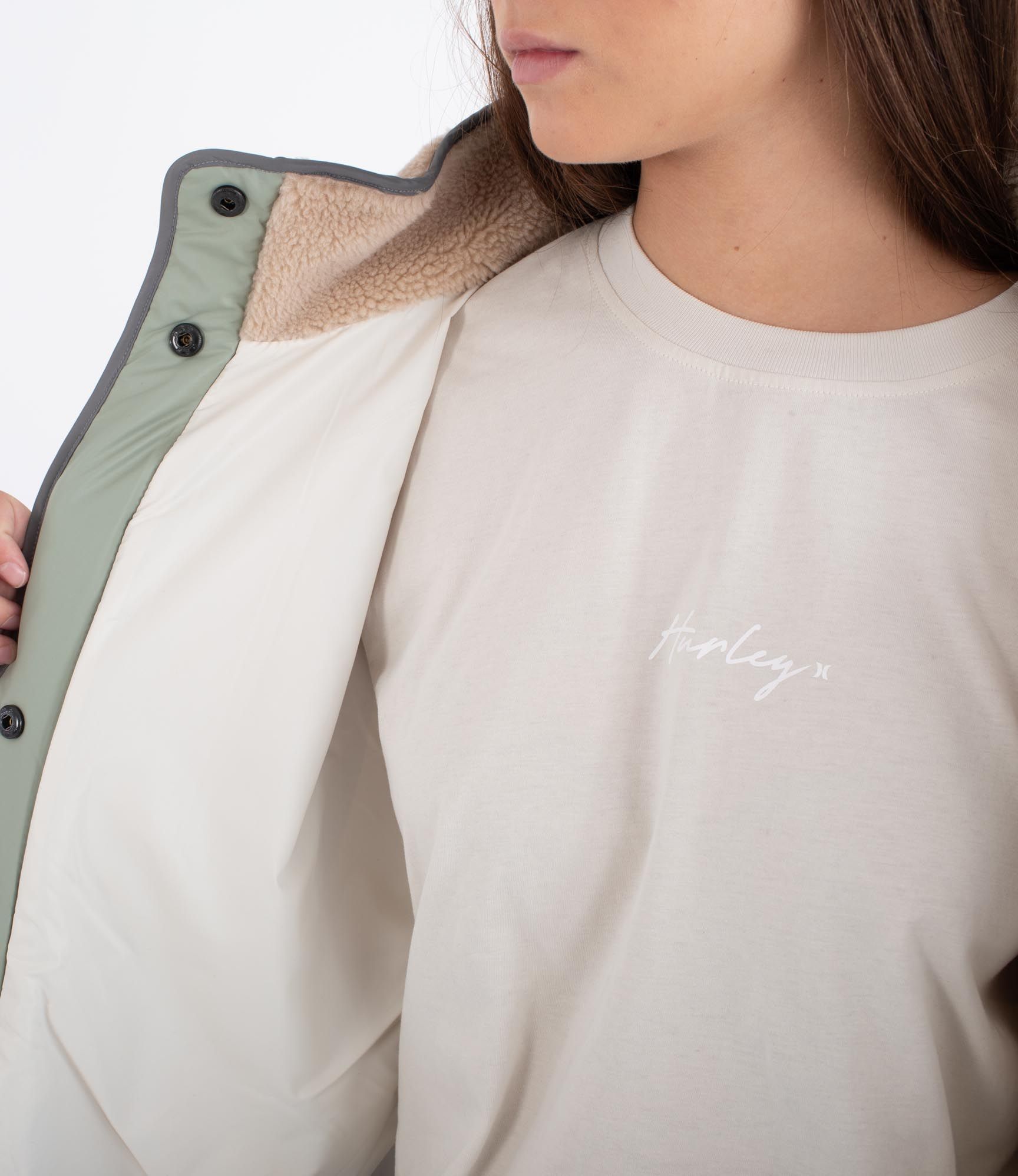 Long high pile comfort button - Women's jacket